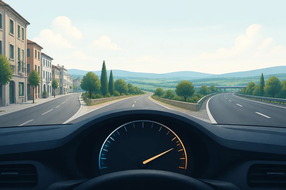 意大利不同道路环境与车辆速度意识插画